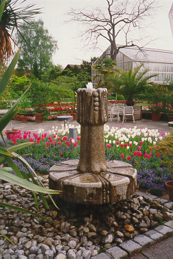 Foto vom Brunnen im Senkgarten des Botanischen Garten